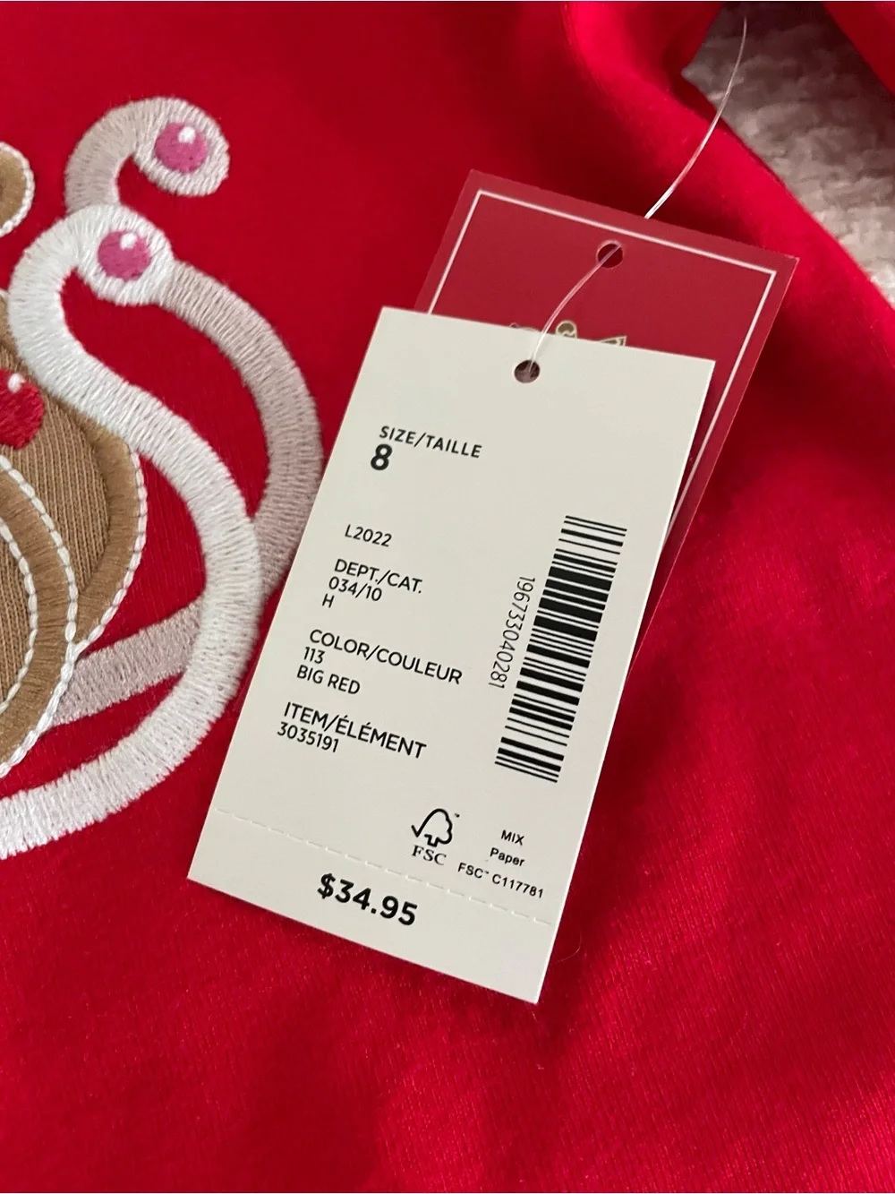Beautiful red Christmas appliqué top size 8 Gymboree girls nwt